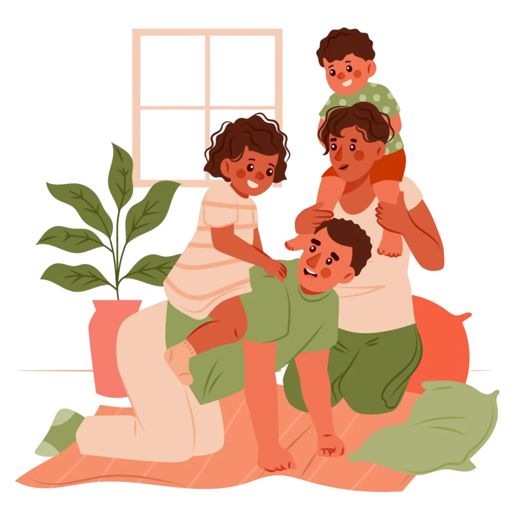 A family enjoying a playful time